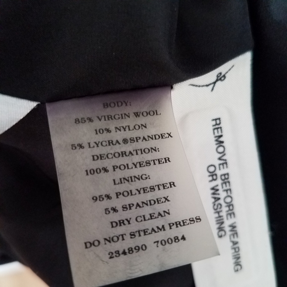 Ann Taylor | Ruffle Collar Cropped Short Sleeve Wool Jacket Blazer - Picture 8 of 9